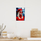 Blondine dame in rood poster (Keuken)