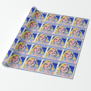 Blondine die ijs eet Kleurrijke popartstijl uit de Cadeaupapier