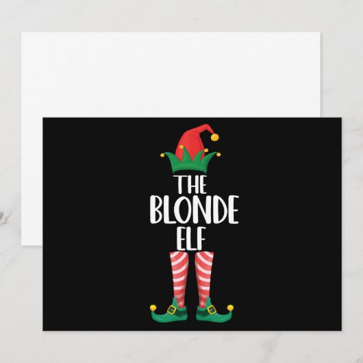 Blondine Elf Bijpassende Familie Kerstmis Partij E Kaart (Voorkant / Achterkant)