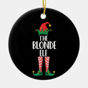 Blondine Elf Bijpassende Familie Kerstmis Partij E Keramisch Ornament