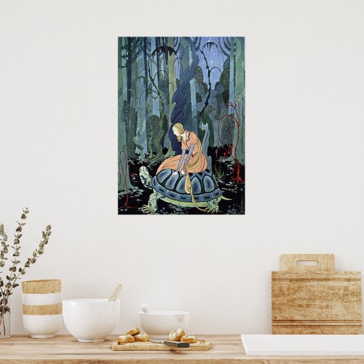 Blondine en de schildpad van Virginia Sterrett Poster (Keuken)