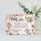 Blondine Fairy Verjaardag Enchanted Forest Bedankkaart (Staand voorkant)