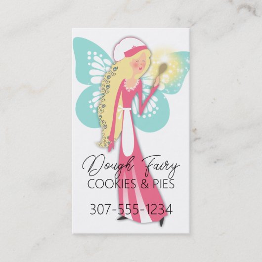 Blondine fee magische lepel bakken bakkerij gebak  visitekaartje (Voorkant)