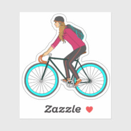 Blondine Fixie Meisje Sticker_3x3 Sticker