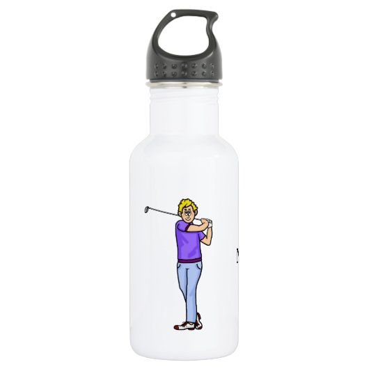 Blondine Mannelijke Golfer Gepersonaliseerde Water Waterfles (Voorkant)
