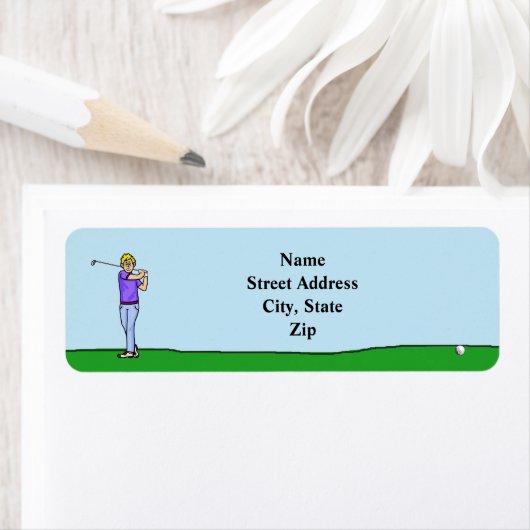 Blondine Mannelijke Golfer Retouradres Labels (Insitu)