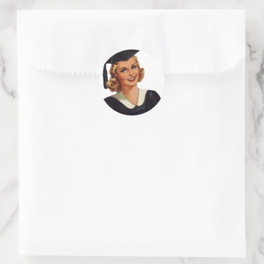 Blondine Opgeleide Dame Ronde Sticker (Tas)