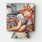 Blondine Pin-up Blikjeskoeler (Voorkant)