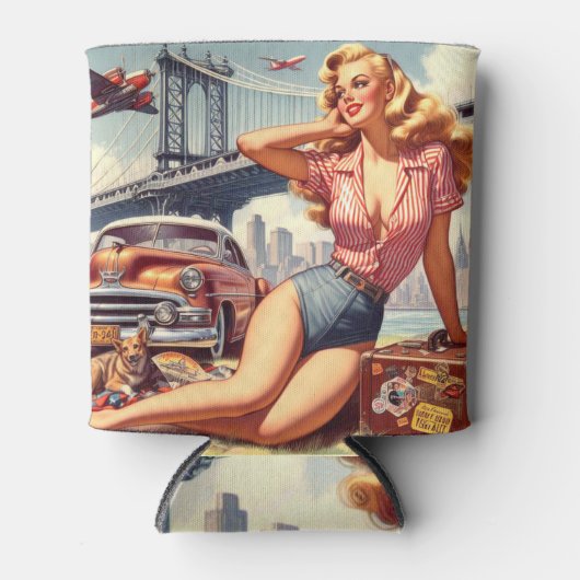 Blondine Pin-up Blikjeskoeler (Voorkant)