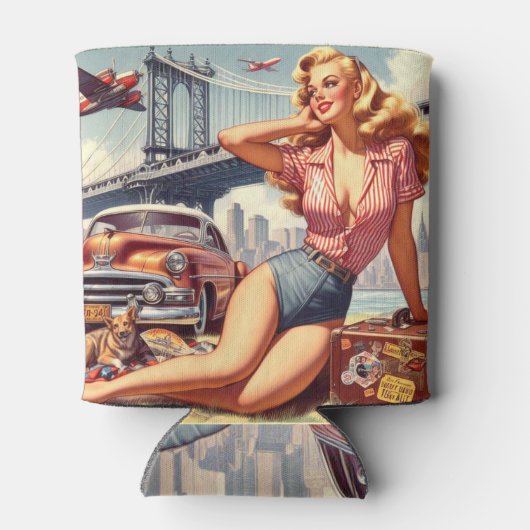 Blondine Pin-up Blikjeskoeler (Achterkant)