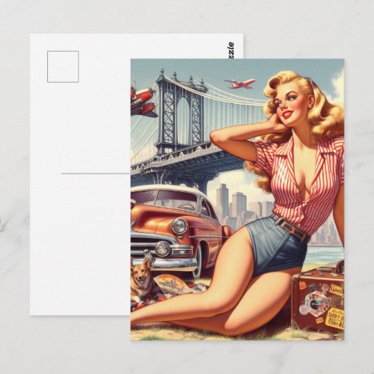  Blondine Pin-up Briefkaart (Voorkant / Achterkant)