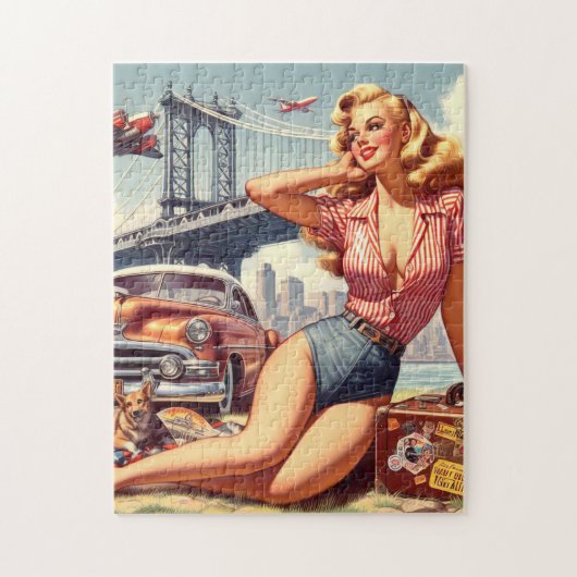 Blondine Pin-up Legpuzzel (Verticaal)