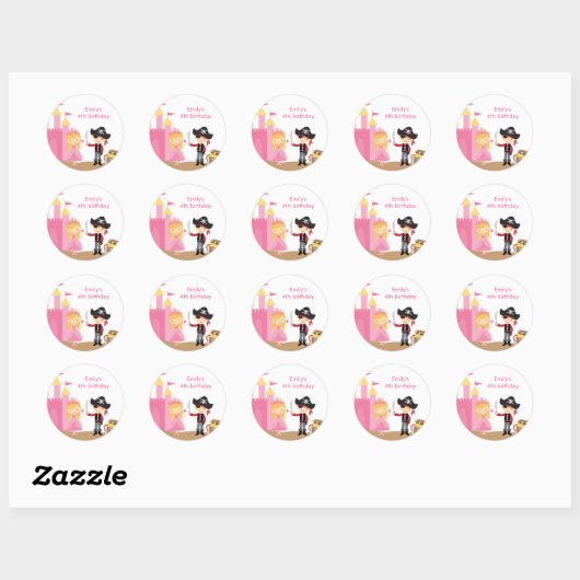 Blondine Princess en Pirate Stickers (Vel)