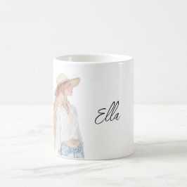 Blondine Vrouw Jeans Koffiemok