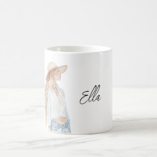Blondine Vrouw Jeans Koffiemok