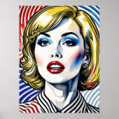 Blondine Vrouw Pop Kunst Poster (Voorkant)