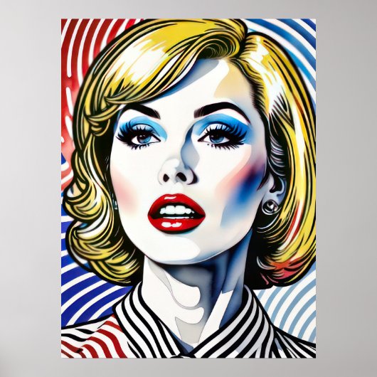 Blondine Vrouw Pop Kunst Poster (Voorkant)