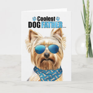 Blondine Yorkie Dog Coolest Dad Vaderdag Feestdagen Kaart