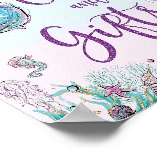 Blondine Zeemeermin Verjaardag Baby shower Kaarten Poster (Hoek)