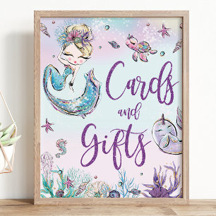 Blondine Zeemeermin Verjaardag Baby shower Kaarten Poster