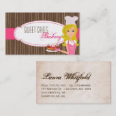 Blondje op Roze Bruin Baker Cup Cakes Visitekaartj Visitekaartje (Voorkant / Achterkant)