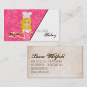 Blondje op Roze Bruin Baker Cup Cakes Visitekaartj Visitekaartje (Voorkant / Achterkant)