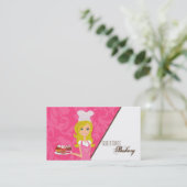 Blondje op Roze Bruin Baker Cup Cakes Visitekaartj Visitekaartje (Staand voorkant)