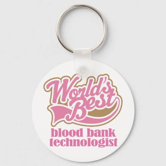 Blood Bank Technoloog roze Gift Sleutelhanger (Voorkant)