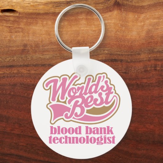 Blood Bank Technoloog roze Gift Sleutelhanger (Voorkant)