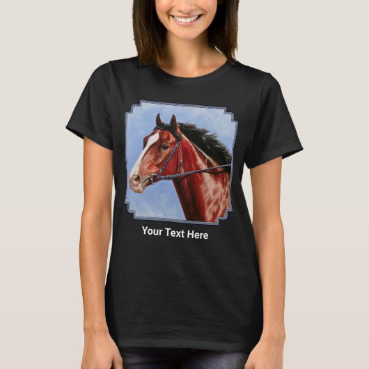 Blood Bay Thoroughbred Race Horse T-shirt (Voorkant)