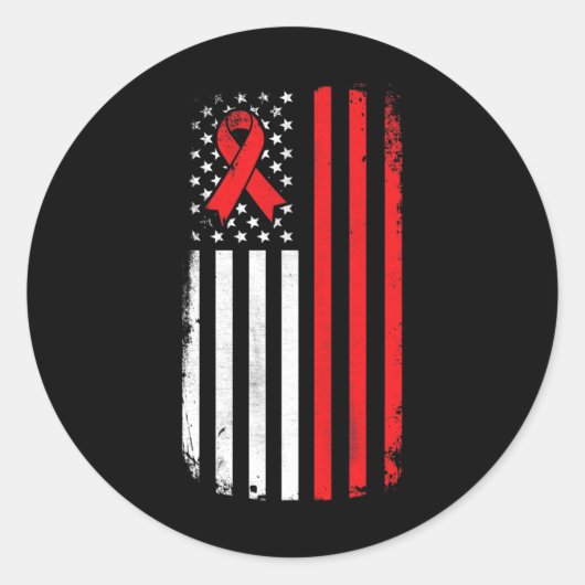 Blood Cancer Awareness Amerikaanse vlag Ronde Sticker (Voorkant)