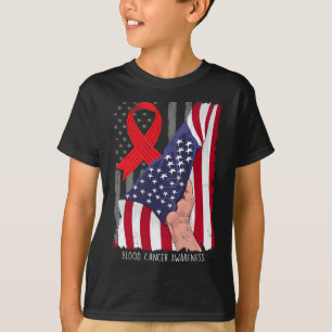 Blood Cancer Awareness Amerikaanse vlag Rood R T-shirt