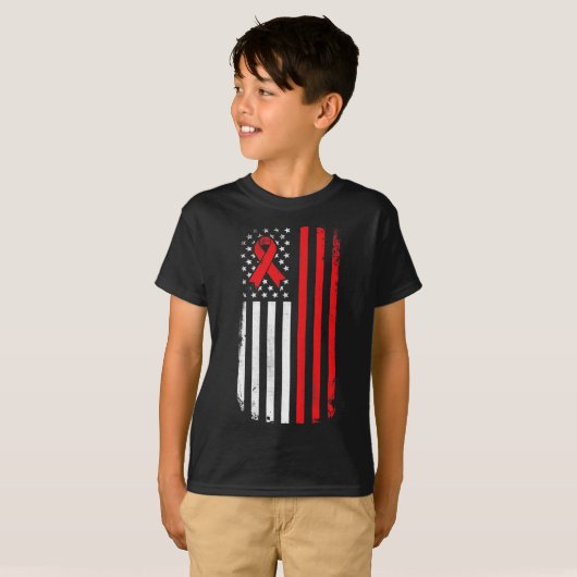 Blood Cancer Awareness Amerikaanse vlag T-shirt (Voorkant volledig)