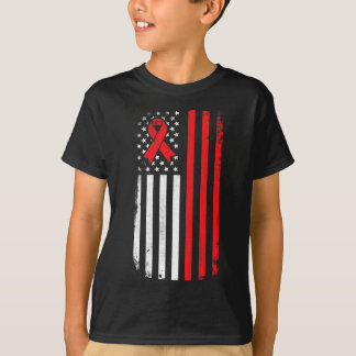 Blood Cancer Awareness Amerikaanse vlag T-shirt