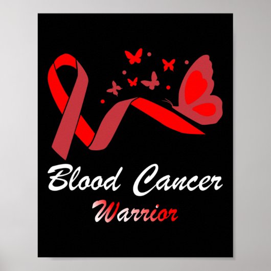 Blood Cancer Awareness Butterfly Red Ribbon Suppor Poster (Voorkant)