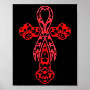 Blood Cancer Awareness Cross God Red Ribbon Faith Poster