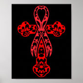 Blood Cancer Awareness Cross God Red Ribbon Faith  Poster (Voorkant)