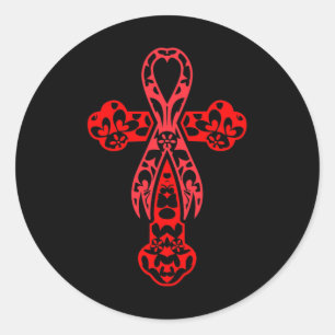 Blood Cancer Awareness Cross God Red Ribbon Faith Ronde Sticker