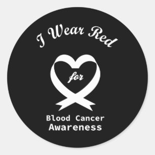Blood Cancer Awareness Red Ribbon Ondersteuning Ronde Sticker