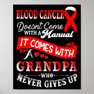 Blood Cancer Awareness Red Ribbon Opa Ondersteunin Poster