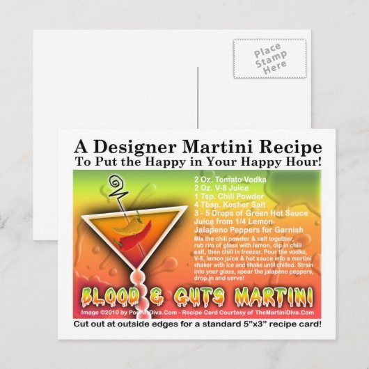 Blood & Guts Halloween Martini Recept Briefkaart (Voorkant / Achterkant)
