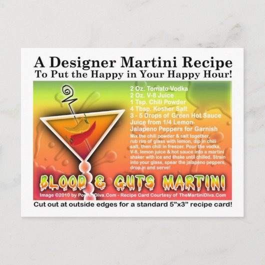 Blood & Guts Halloween Martini Recept Briefkaart (Voorkant)