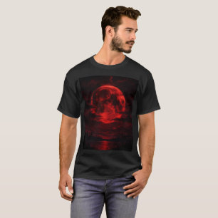 🌕🩸 Blood Moon Eclipse: Donkere Fantasie Kunst T- T-shirt