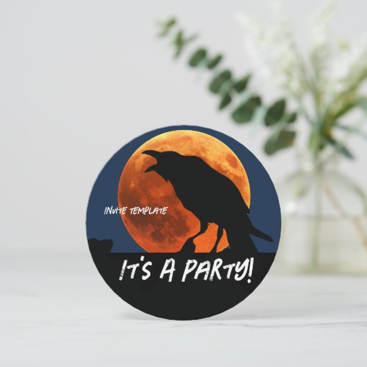 Blood Moon Halloween Raven Kaart (Staand voorkant)