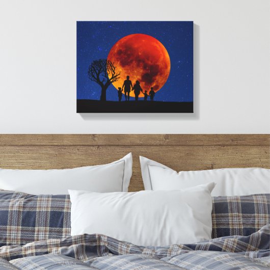 Blood Moon Lunar Eclipse Canvas Afdruk (Insitu (Slaapkamer))
