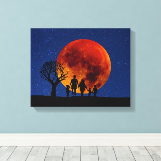 Blood Moon Lunar Eclipse Canvas Afdruk (Insitu (Houten vloer))