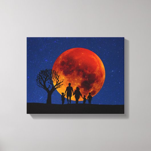 Blood Moon Lunar Eclipse Canvas Afdruk (Voorkant)