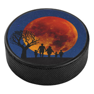 Blood Moon Lunar Eclipse Hockey Puck