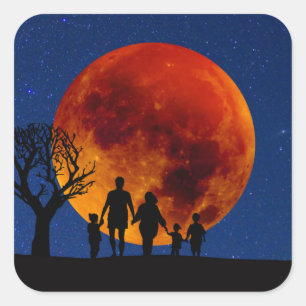 Blood Moon Lunar Eclipse Vierkante Sticker
