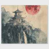 Blood Moon Pagoda Inkwash Cadeaupapier (Vlak)